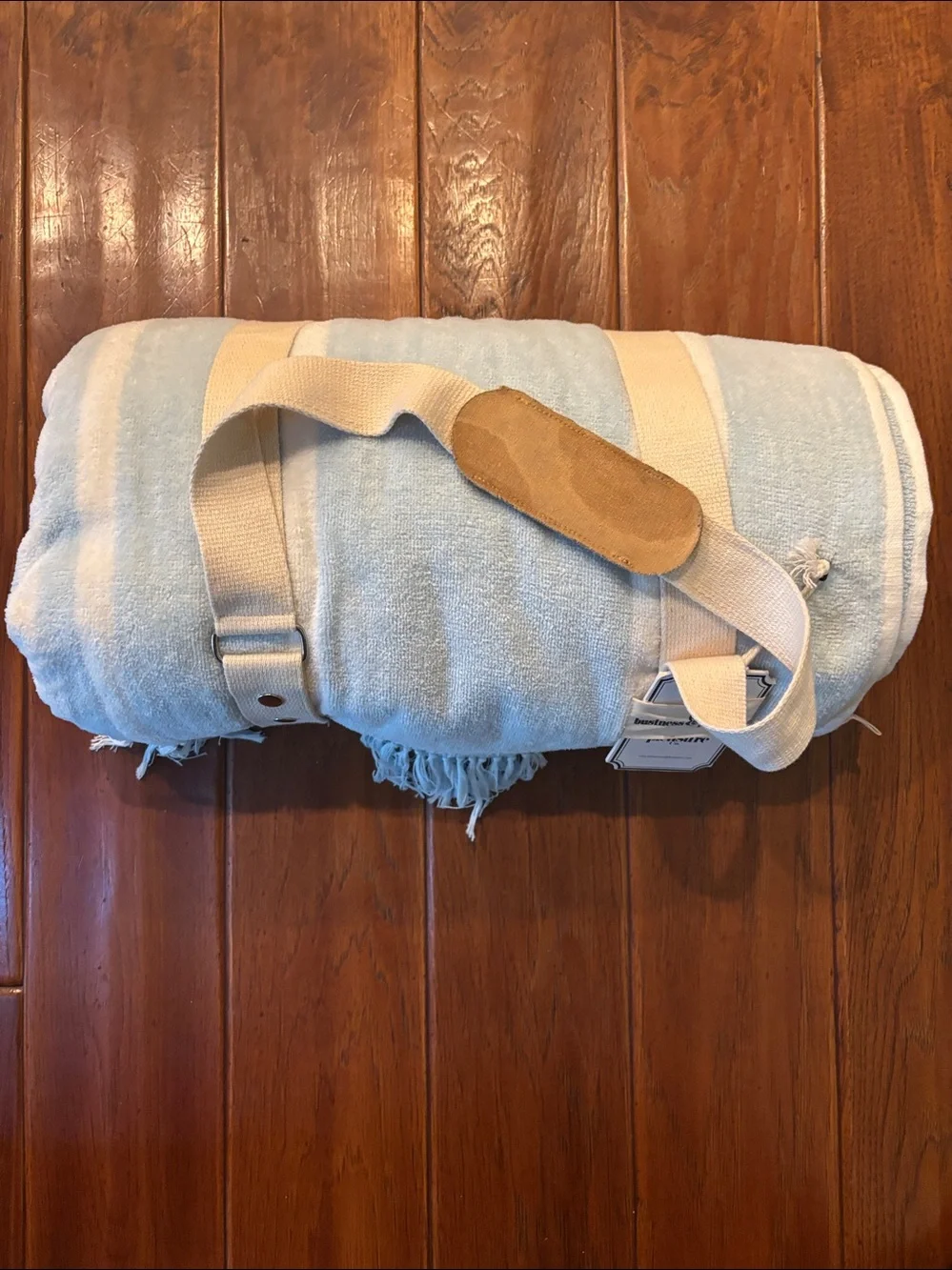 Business & Pleasure Beach Blanket Vintage Blue Stripe